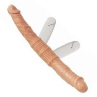 Prótese Dupla Duas Ponta com Vibro Cor Boneca Salmão43,7cm x